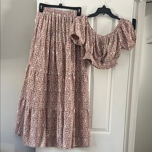 Floral Pink Skirt Set